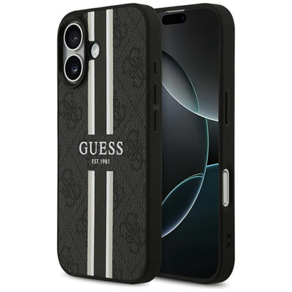 MagSafe futrola za Apple iPhone 17, Guess, 4G Printed Stripes, Crna