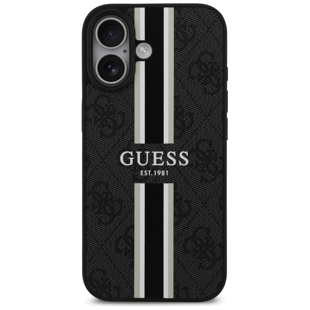 MagSafe futrola za Apple iPhone 17, Guess, 4G Printed Stripes, Crna