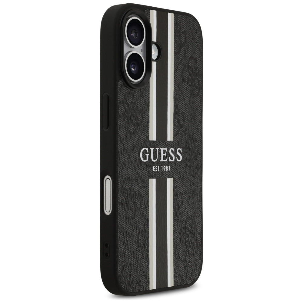 MagSafe futrola za Apple iPhone 17, Guess, 4G Printed Stripes, Crna