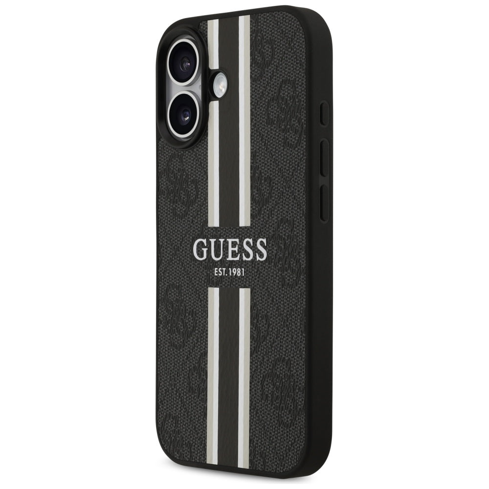MagSafe futrola za Apple iPhone 17, Guess, 4G Printed Stripes, Crna