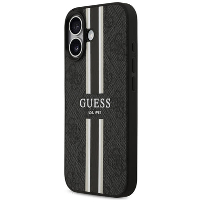 MagSafe futrola za Apple iPhone 17, Guess, 4G Printed Stripes, Crna
