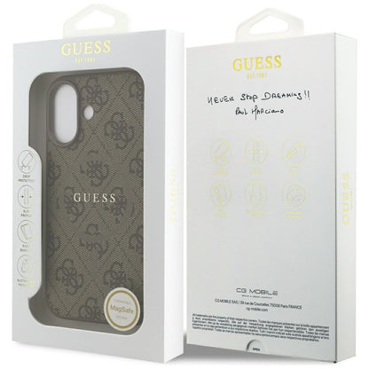 MagSafe futrola za Apple iPhone 17, Guess, 4G Ring Classic Logo, smeđa