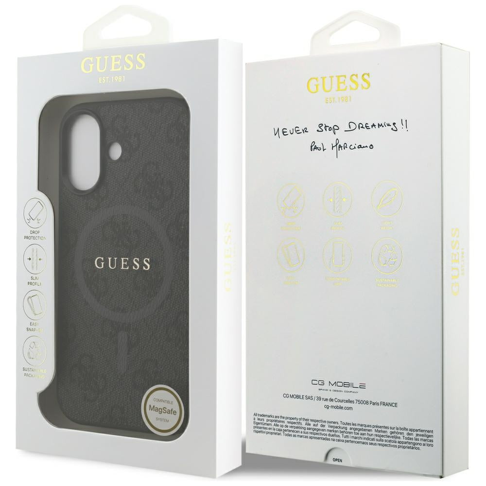 MagSafe futrola za Apple iPhone 17, Guess, 4G Ring Classic Logo, Crna