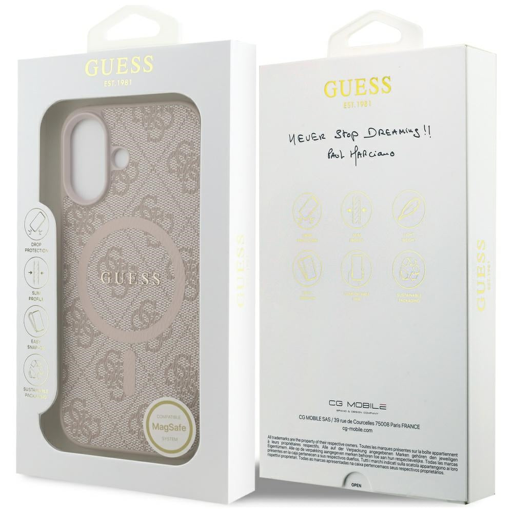 MagSafe futrola za Apple iPhone 17, Guess, 4G Ring Classic Logo, Roza