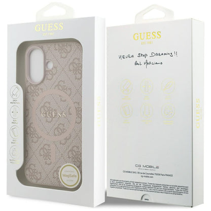 MagSafe futrola za Apple iPhone 17, Guess, 4G Ring Classic Logo, Roza