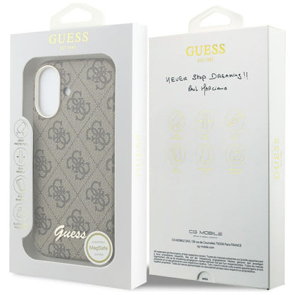 Futrola MagSafe za Apple iPhone 17, Guess, 4G Script Logo, Smeđa