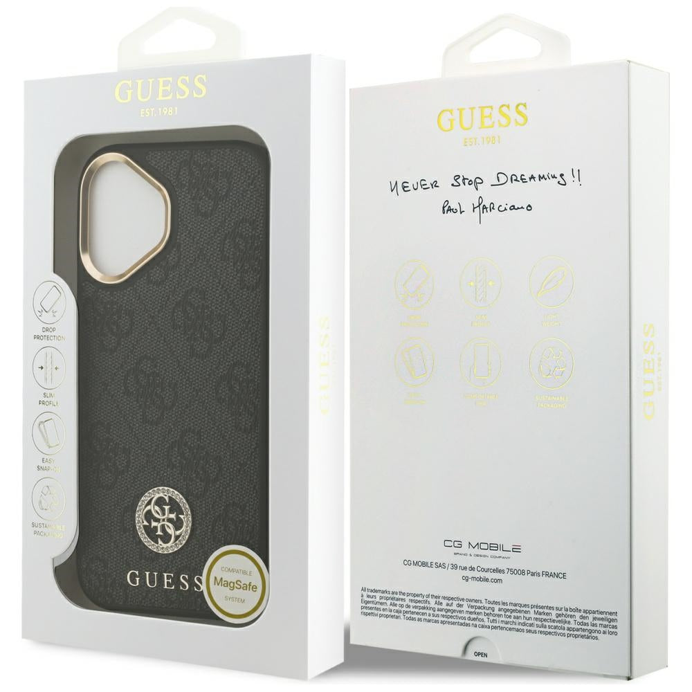 MagSafe futrola za Apple iPhone 17, Guess, 4G Strass Logo, Crna