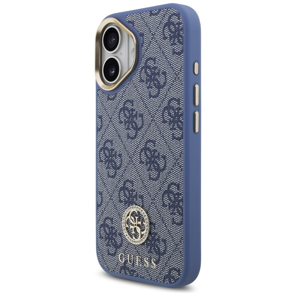 MagSafe futrola za Apple iPhone 17, Guess, 4G Strass Logo with Big Strap, Plava