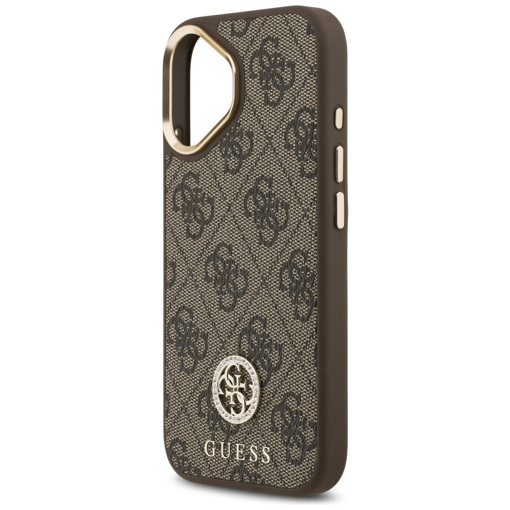 MagSafe futrola za Apple iPhone 17, Guess, 4G Strass Logo with Big Strap, smeđa