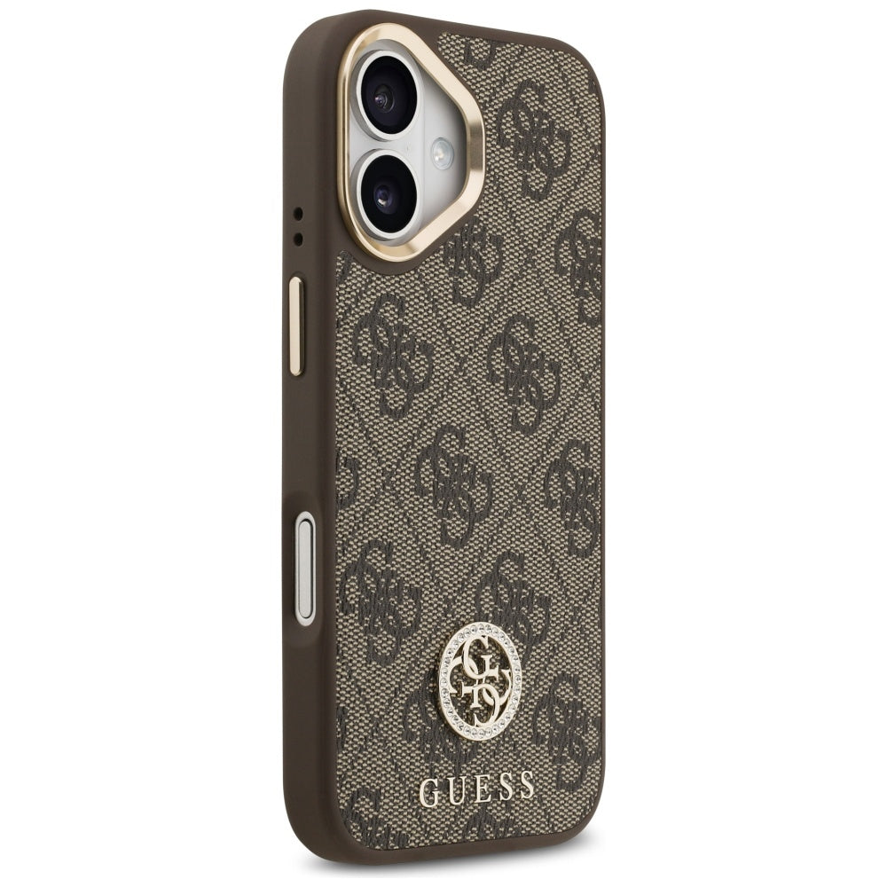 MagSafe futrola za Apple iPhone 17, Guess, 4G Strass Logo with Big Strap, smeđa