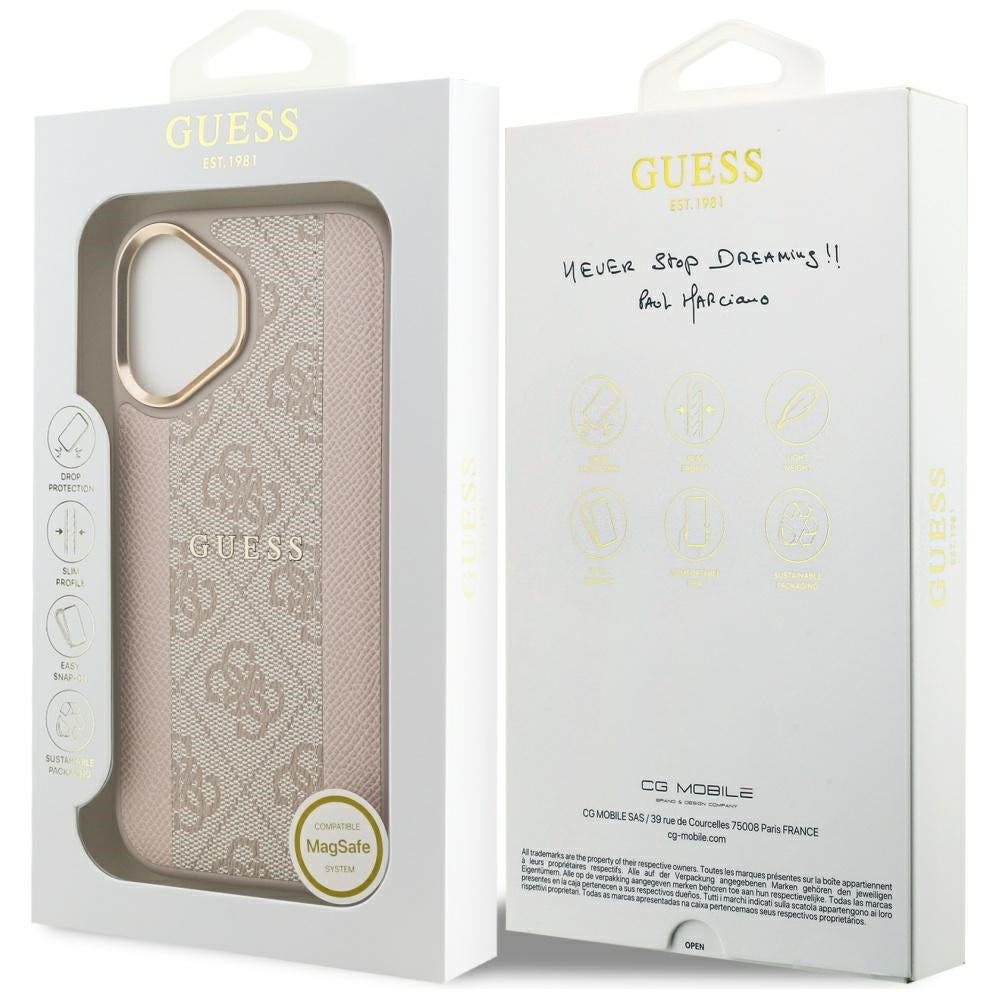 MagSafe futrola za Apple iPhone 17, Guess, 4G Stripe, Roza
