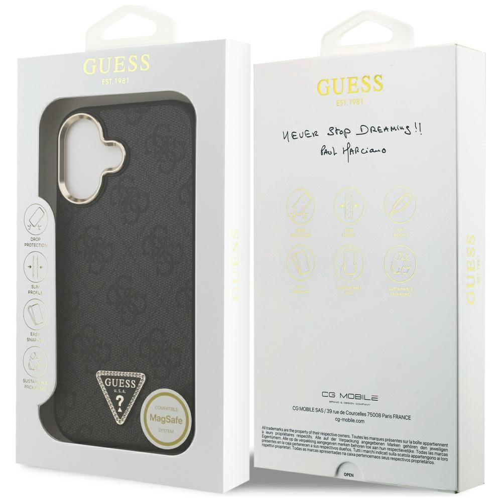 MagSafe futrola za Apple iPhone 17, Guess, 4G Triangle Diamond Logo, Crna