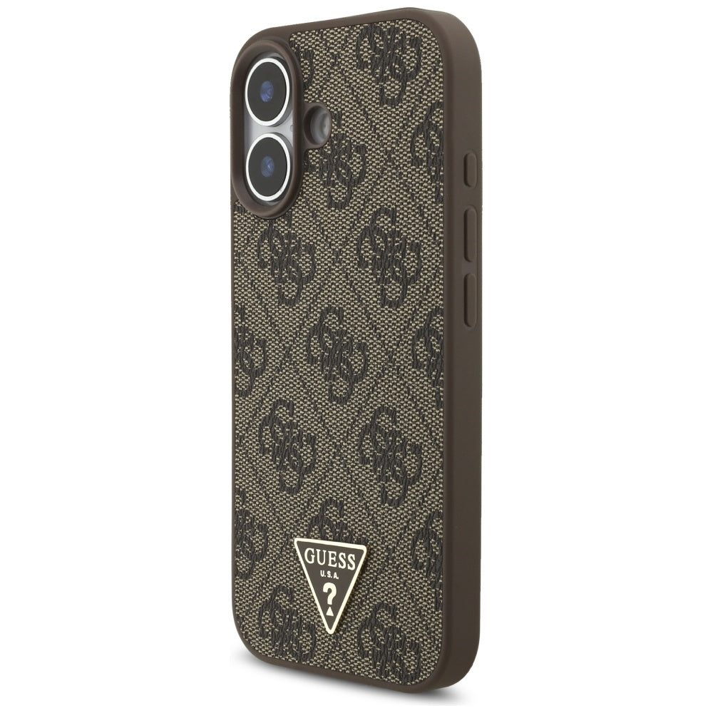 MagSafe futrola za Apple iPhone 17, Guess, 4G Triangle Logo Cord Strap, smeđa