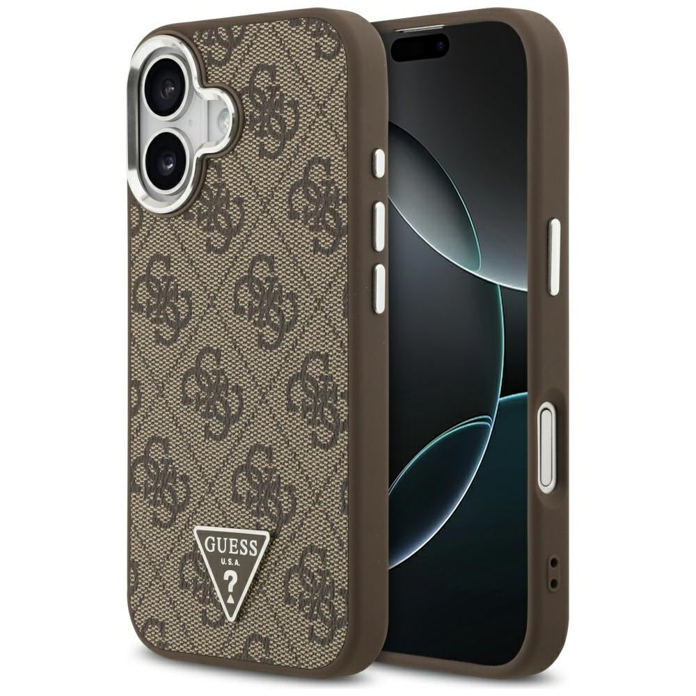MagSafe futrola za Apple iPhone 17, Guess, 4G Triangle Logo, Smeđe Srebrna