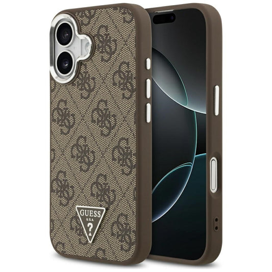 MagSafe futrola za Apple iPhone 17, Guess, 4G Triangle Logo, Smeđe Srebrna