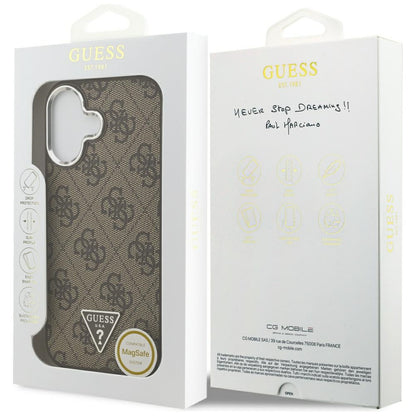 MagSafe futrola za Apple iPhone 17, Guess, 4G Triangle Logo, Smeđe Srebrna