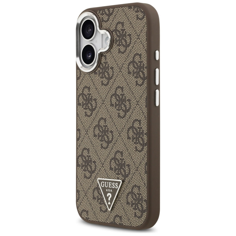MagSafe futrola za Apple iPhone 17, Guess, 4G Triangle Logo, Smeđe Srebrna