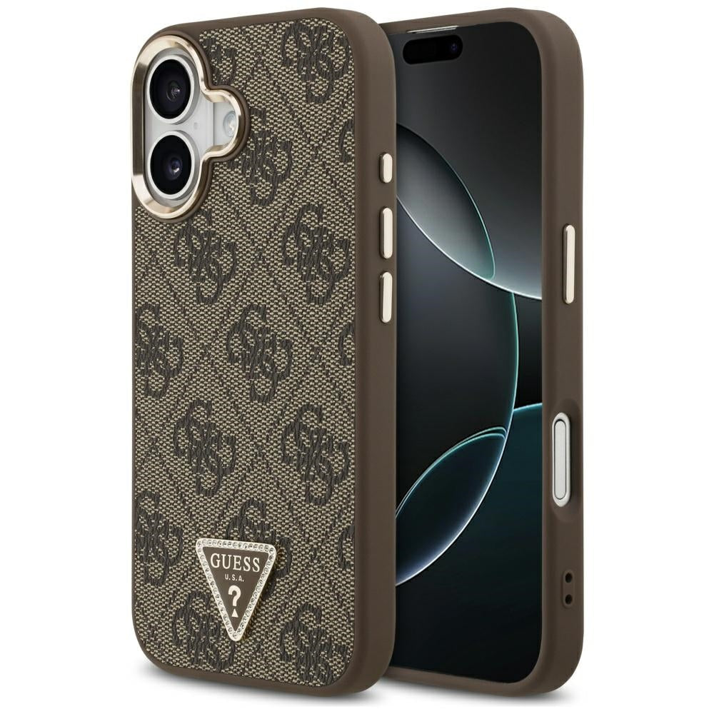 MagSafe futrola za Apple iPhone 17, Guess, 4G Triangle Logo, Zlatno smeđa