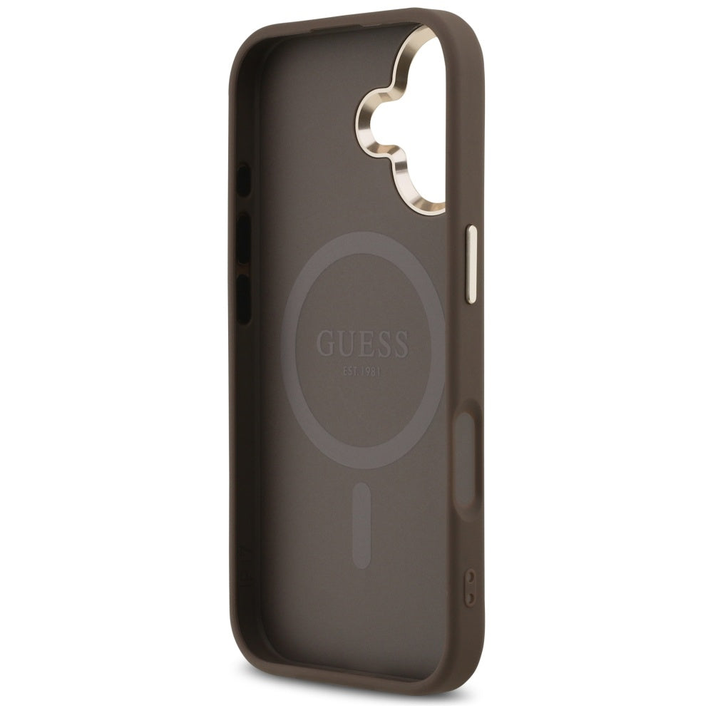 MagSafe futrola za Apple iPhone 17, Guess, 4G Triangle Logo, Zlatno smeđa