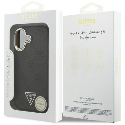 MagSafe futrola za Apple iPhone 17, Guess, 4G Triangle Logo, Crno Srebrna