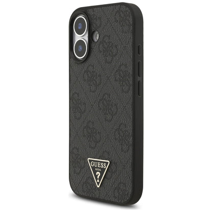 MagSafe futrola za Apple iPhone 17, Guess, 4G Triangle Logo s remenom, Crna