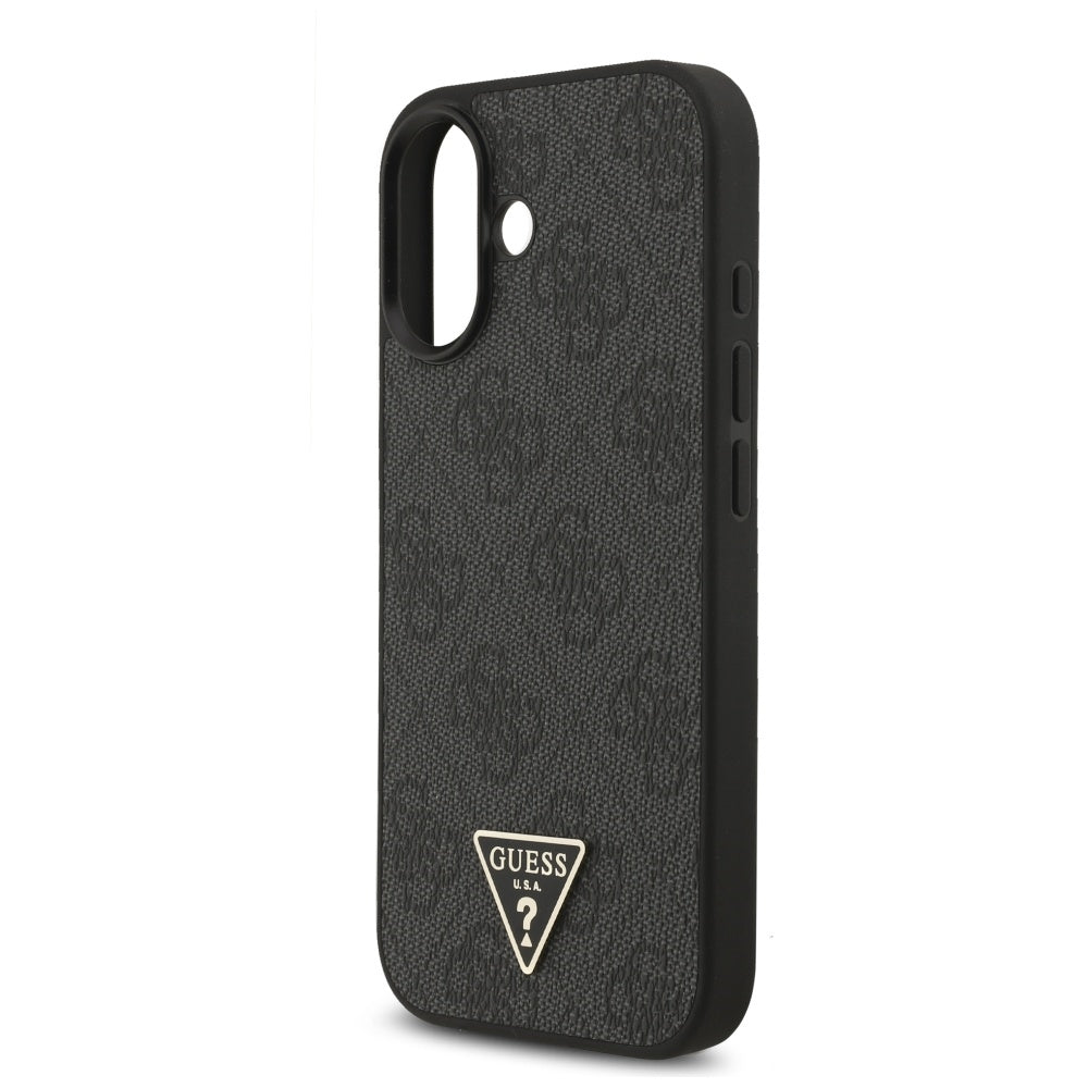 MagSafe futrola za Apple iPhone 17, Guess, 4G Triangle Logo s remenom, Crna