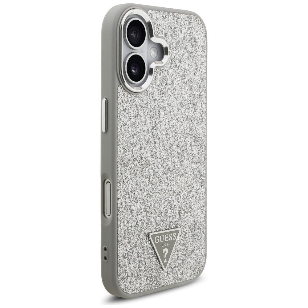 MagSafe futrola za Apple iPhone 17, Guess, Glitter Triangle Logo, Srebrna