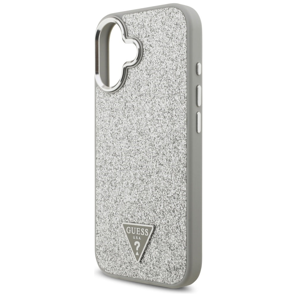 MagSafe futrola za Apple iPhone 17, Guess, Glitter Triangle Logo, Srebrna