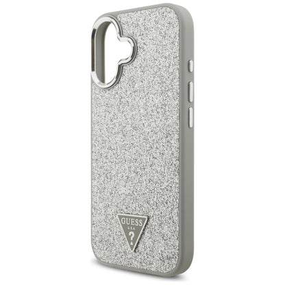 MagSafe futrola za Apple iPhone 17, Guess, Glitter Triangle Logo, Srebrna