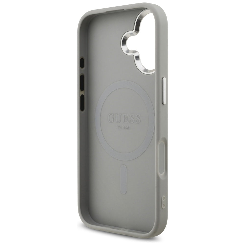 MagSafe futrola za Apple iPhone 17, Guess, Glitter Triangle Logo, Srebrna