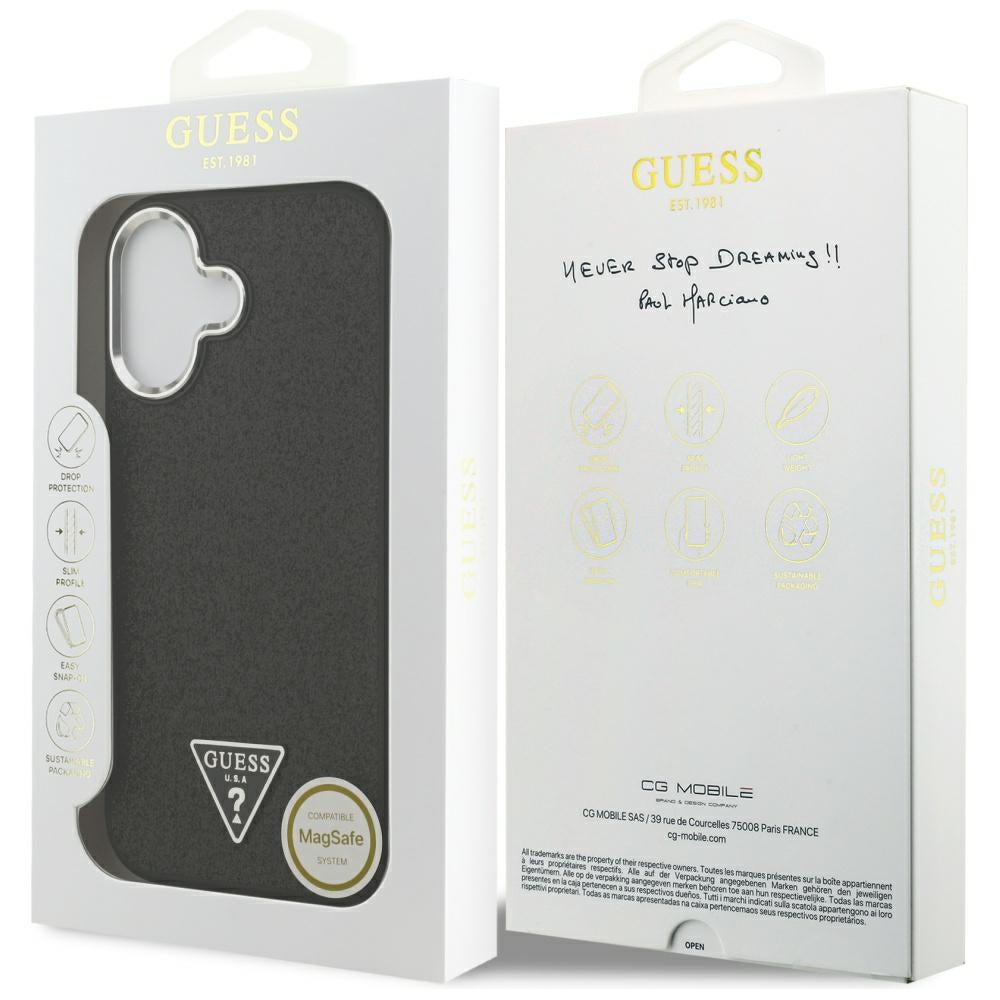 Futrola MagSafe za Apple iPhone 17, Guess, Glitter Triangle Logo, Crna