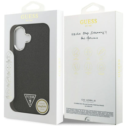 Futrola MagSafe za Apple iPhone 17, Guess, Glitter Triangle Logo, Crna
