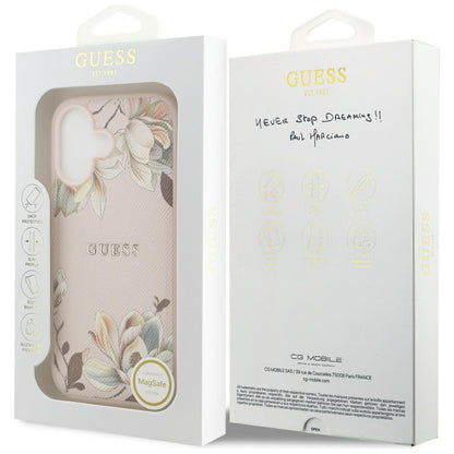 Futrola MagSafe za Apple iPhone 17, Guess, Grained Flowers, Roza