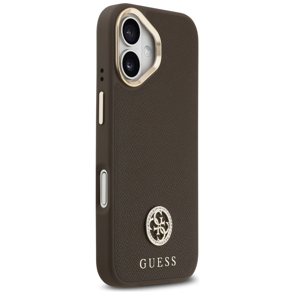 MagSafe torbica za Apple iPhone 17, Guess, Grained Strass Logo, Smeđa