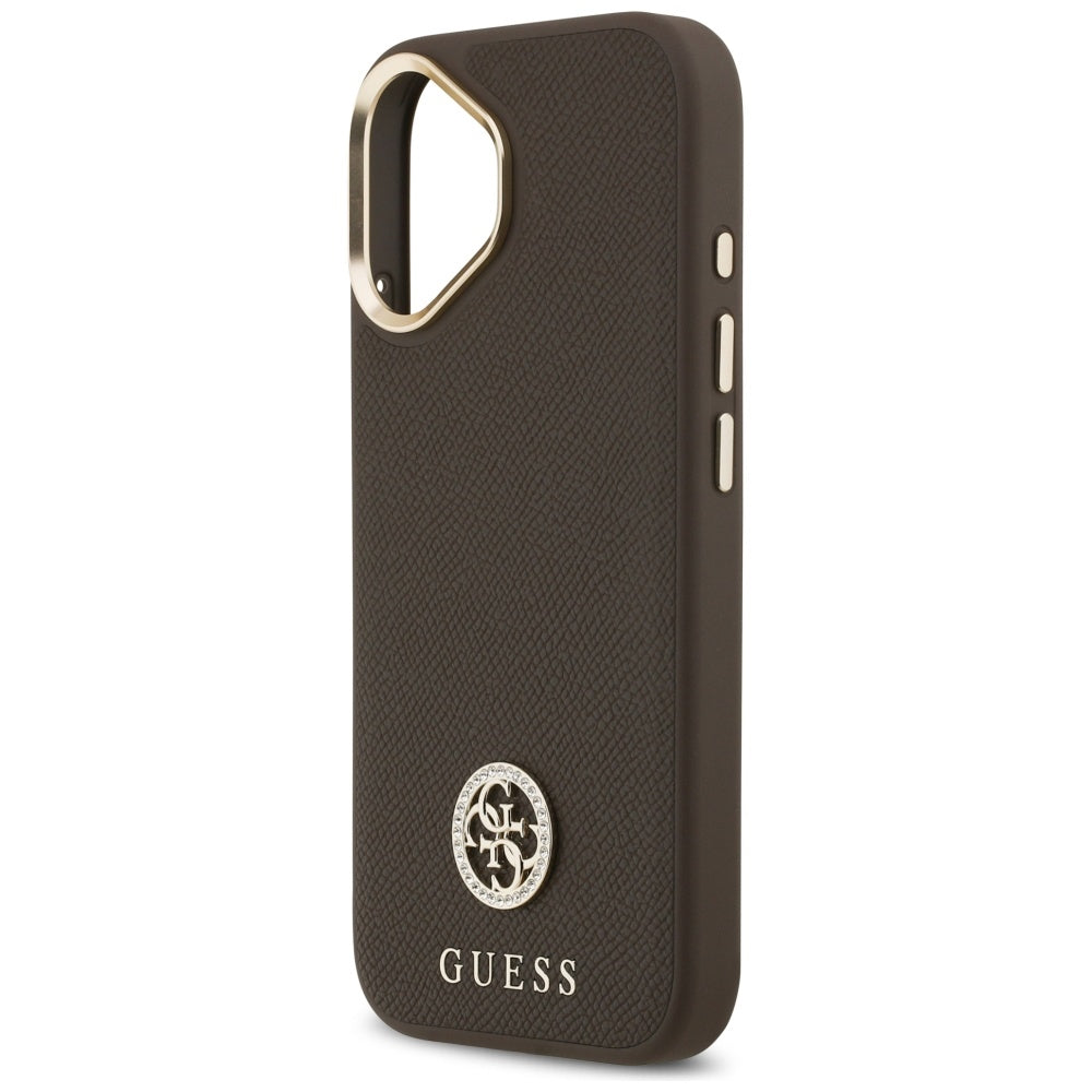 MagSafe torbica za Apple iPhone 17, Guess, Grained Strass Logo, Smeđa