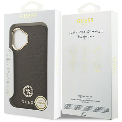 MagSafe torbica za Apple iPhone 17, Guess, Grained Strass Logo, Smeđa