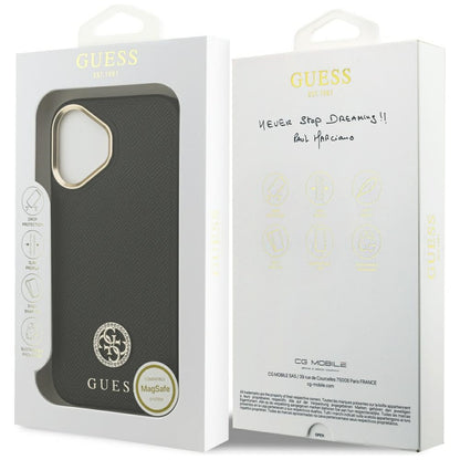 MagSafe torbica za Apple iPhone 17, Guess, Grained Strass Logo, Crna