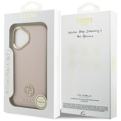 Husa MagSafe za Apple iPhone 17, Guess, Grained Strass Logo, Roza