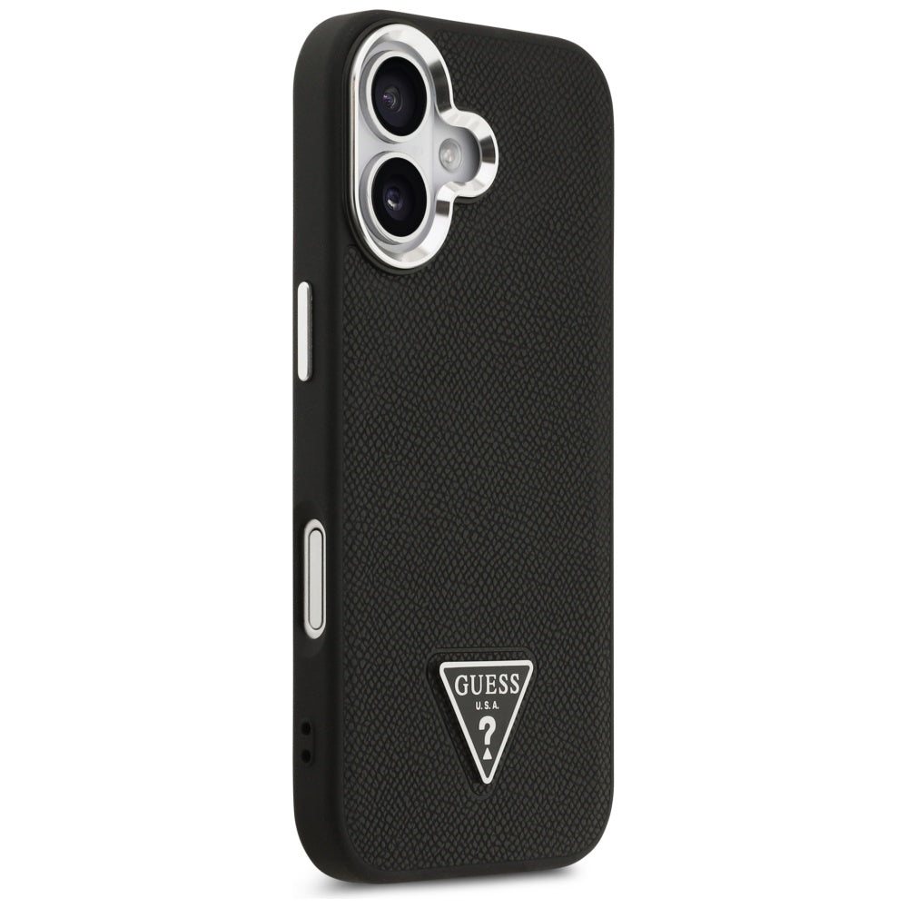 Futrola MagSafe za Apple iPhone 17, Guess, Grained Triangle Logo, Crna