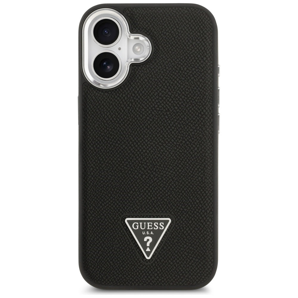 Futrola MagSafe za Apple iPhone 17, Guess, Grained Triangle Logo, Crna
