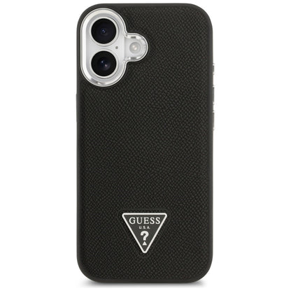 Futrola MagSafe za Apple iPhone 17, Guess, Grained Triangle Logo, Crna