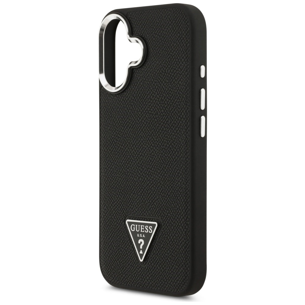 Futrola MagSafe za Apple iPhone 17, Guess, Grained Triangle Logo, Crna