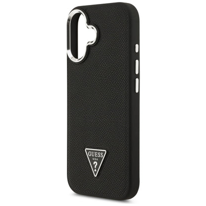 Futrola MagSafe za Apple iPhone 17, Guess, Grained Triangle Logo, Crna