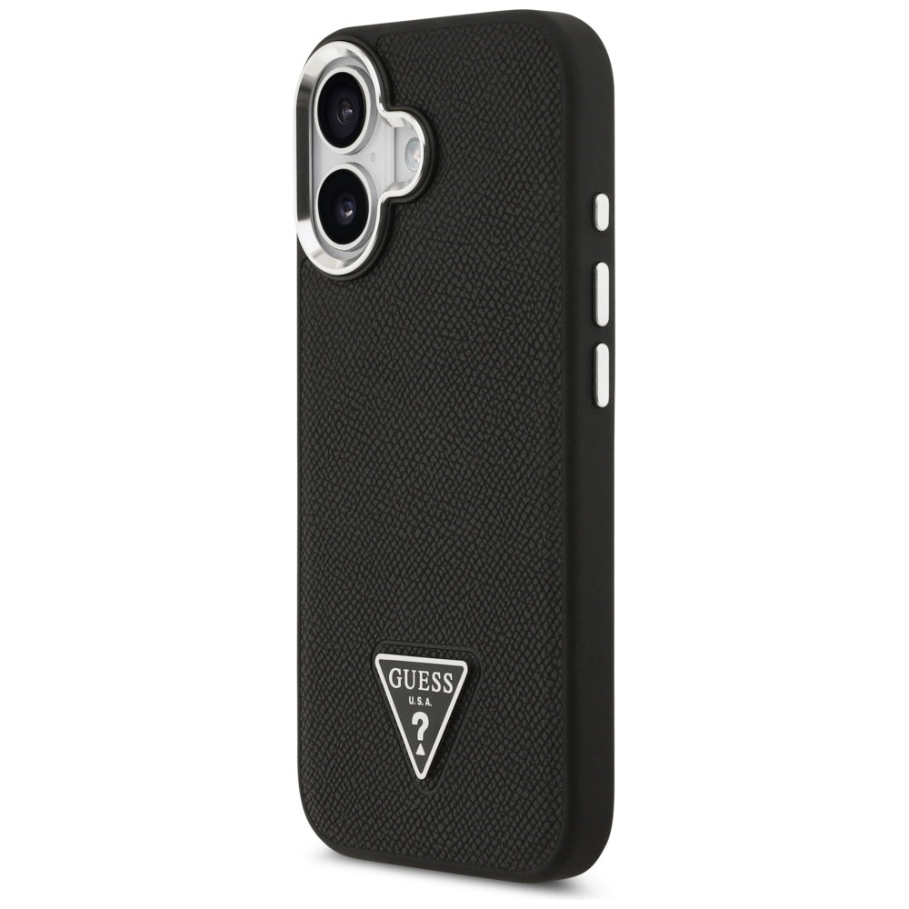 Futrola MagSafe za Apple iPhone 17, Guess, Grained Triangle Logo, Crna