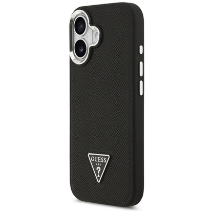 Futrola MagSafe za Apple iPhone 17, Guess, Grained Triangle Logo, Crna