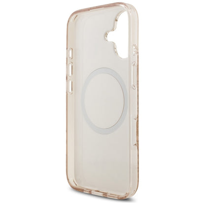 Husa MagSafe za Apple iPhone 17, Guess, IML Flowers Allover Electroplated with Pearl Strap, Crna