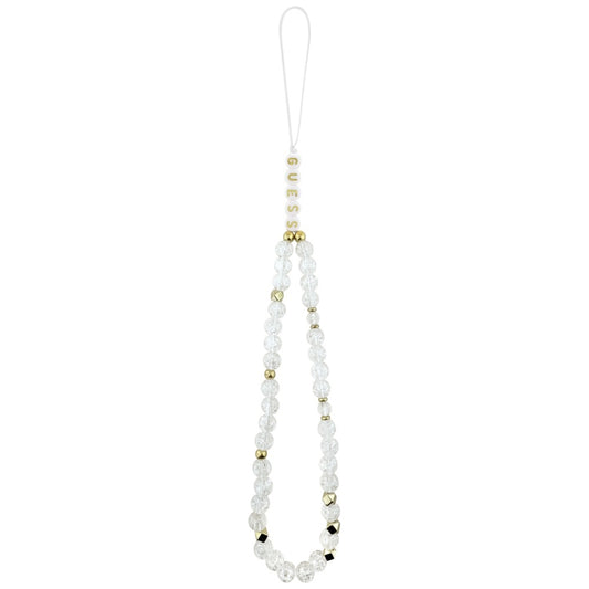 MagSafe torbica za Apple iPhone 17, Guess, IML Flowers with Pearl Strap, Bijela