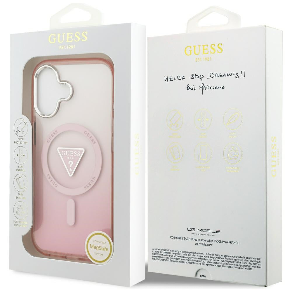 MagSafe futrola za Apple iPhone 17, Guess, IML Gradient Triangle Logo, Roza