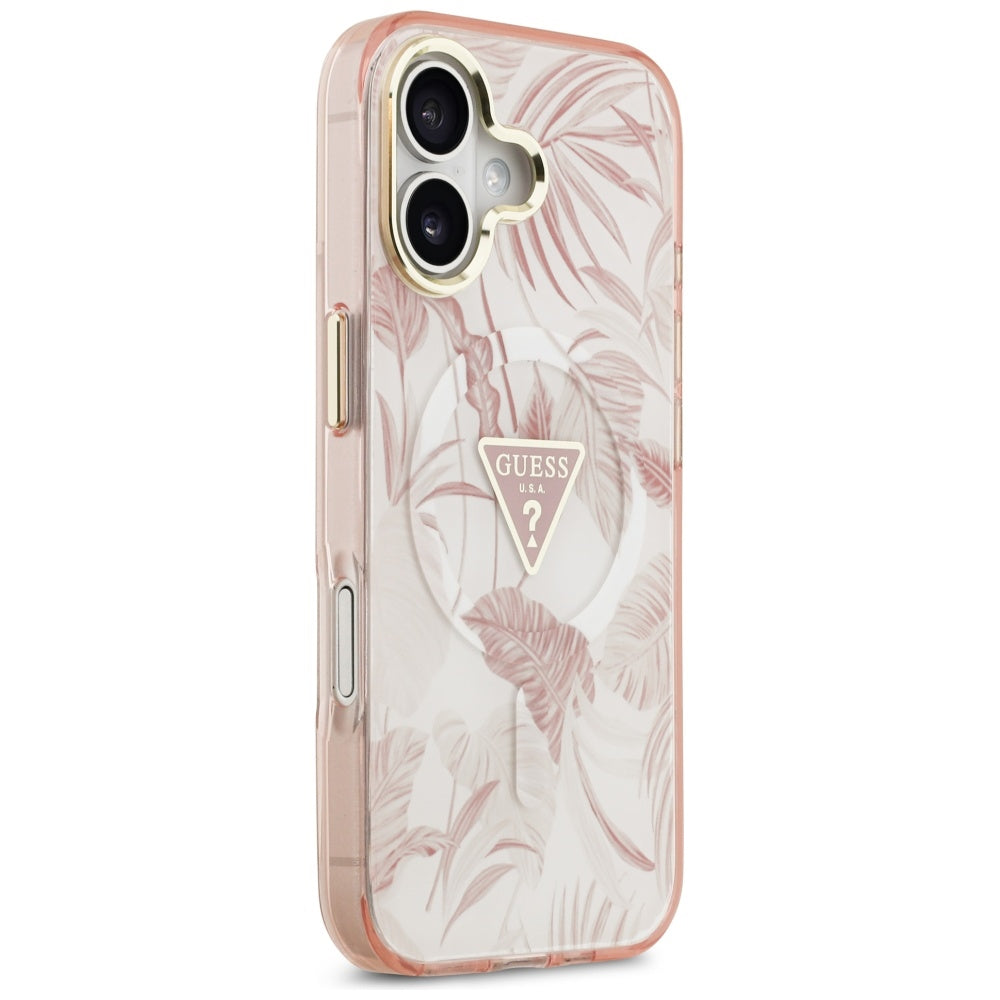 Futrola MagSafe za Apple iPhone 17, Guess, Jungle Tonal Triangle, Roza