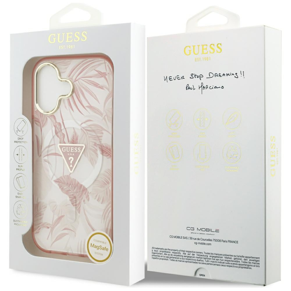 Futrola MagSafe za Apple iPhone 17, Guess, Jungle Tonal Triangle, Roza